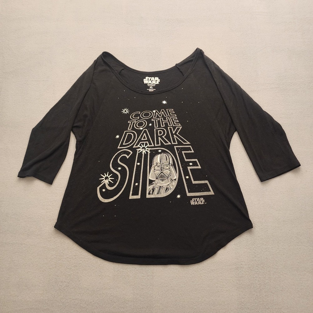 Star Wars Come To The Dark Side Darth Vader Graphic Tee Juniors XL Black 3/4 Sle